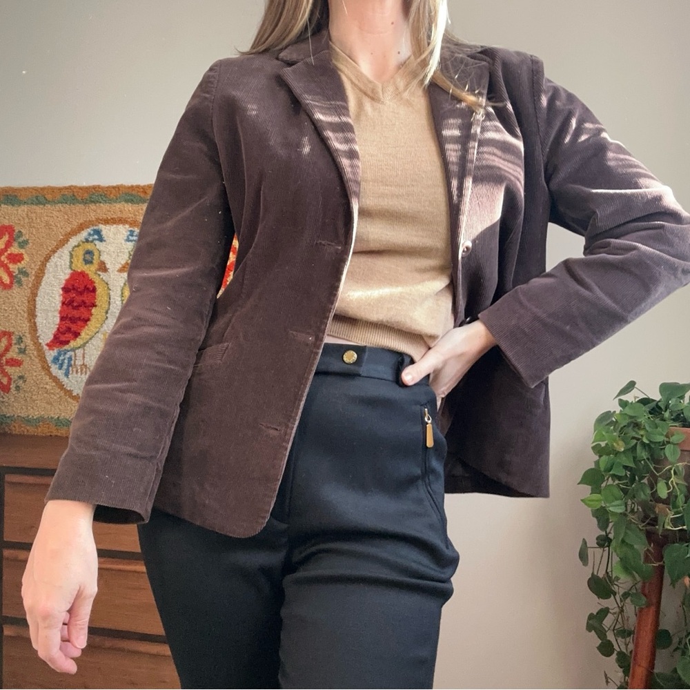 Vintage L.L. Bean Brown Corduroy Boxy Blazer Jacket Size Medium